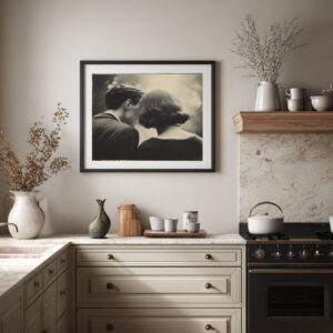 Couple Lovingly Standing Shoulder to Shoulder, Black and White Photo | Digital Download, Ready-to-Print